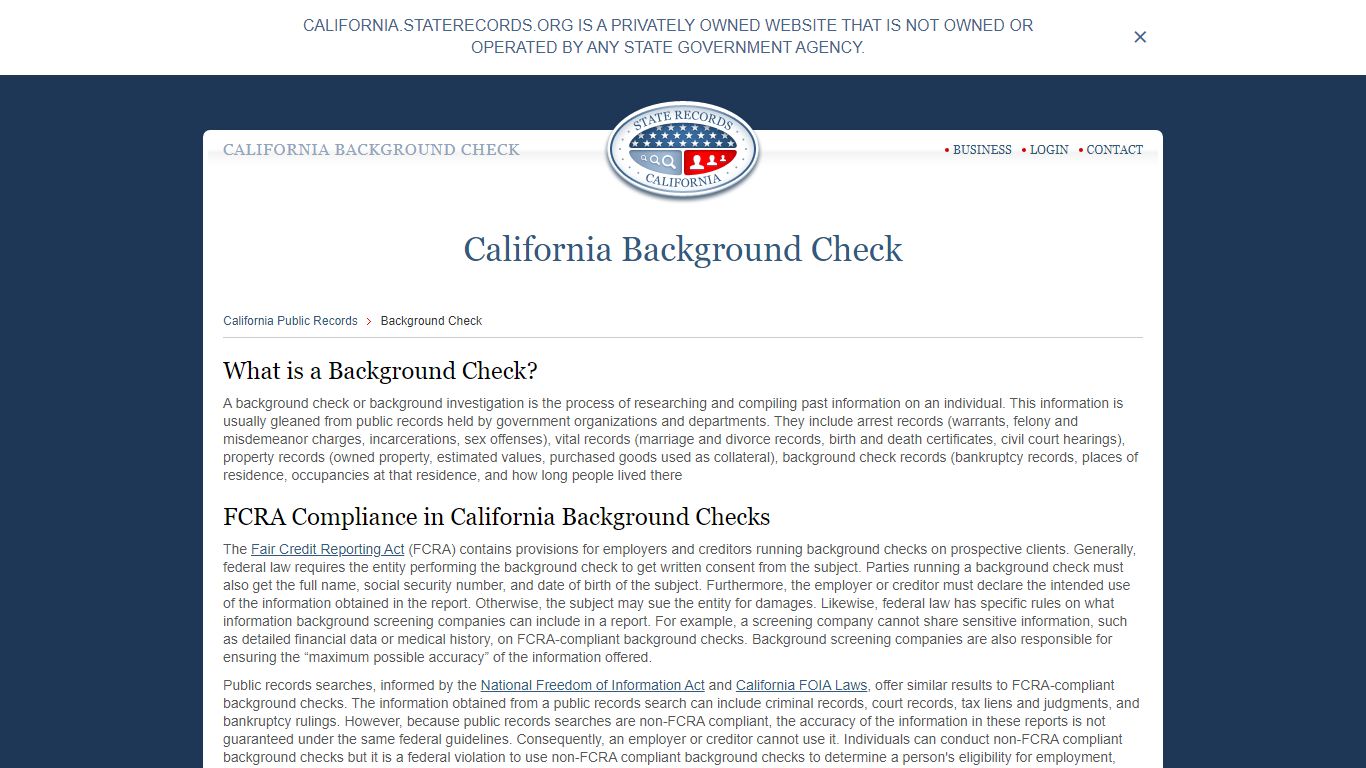 California Background Check | StateRecords.org